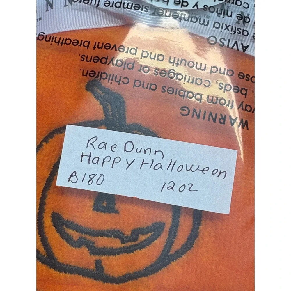 Rae Dunn Towels Kitchen Hand Set of 2 Orange Happy‎ Halloween Pumpkins  New